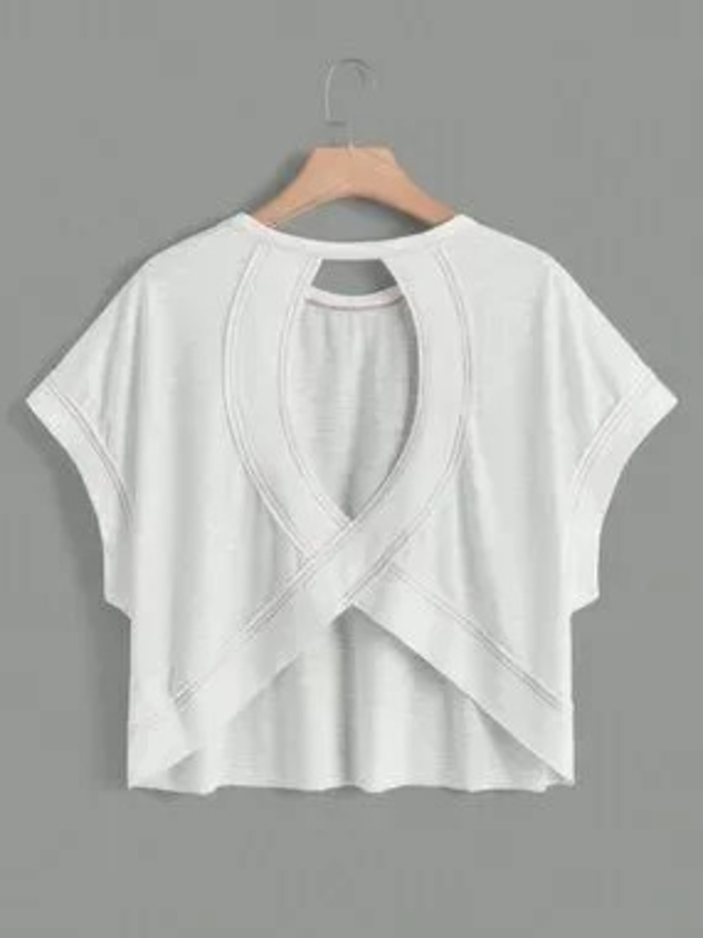 ZARA White Casual Women's Cut Out Back Batwing Sleeve Tee